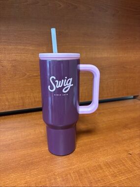 Swig Dirty Soda 32 OZ Plum & Pink Insulated Travel Mug with Handle